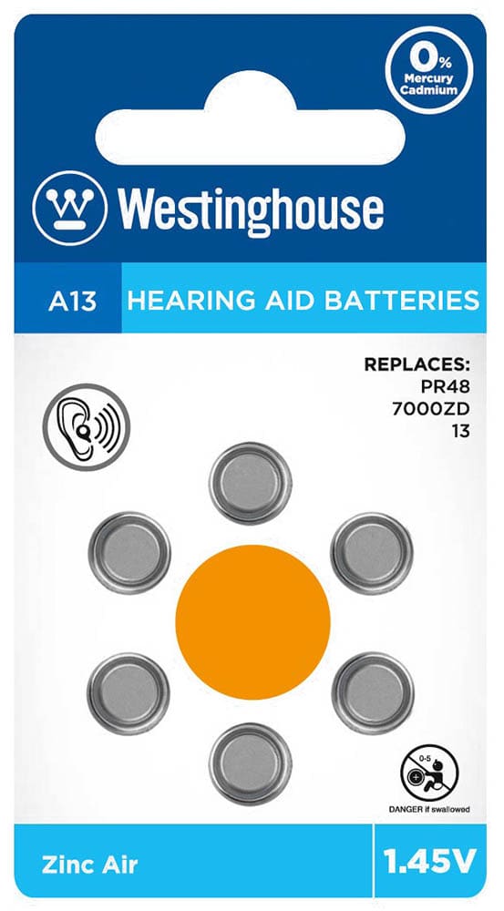 батарейки для слуховых аппаратов Westinghouse ZA13/PR48-BP6 