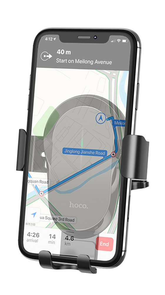 держатель с беспроводной зарядкой Hoco CA105 Guide three-axis linkage wireless charging car holder black