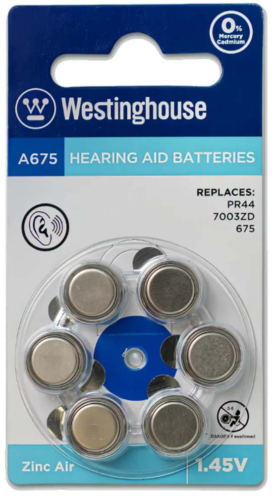 батарейки для слуховых аппаратов Westinghouse ZA675/PR44-BP6 