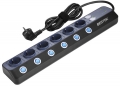 сетевой фильтр на 6 розеток Bestek EU power strip  MRJ6404 black blue