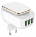 зарядное устройство с ночником LDNIO A3305 Touch LED lamp and 3 USB charger white gold