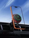 держатель на решетку с беспроводной зарядкой Hoco HW37 Craft QI2.2 magnetic wireless fast charging car holder black
