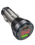 зарядка для телефона в машину Hoco NZ12B Unimpeded PD48W(1C1A) car charger with digital display