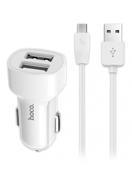 автомобильное зарядное устройство Hoco Z2A 2USB 2.4A + micro cable