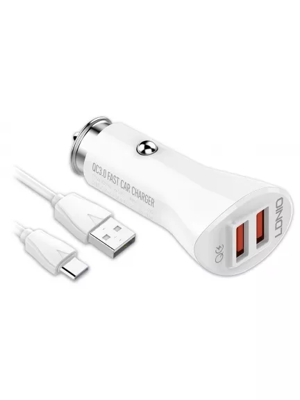 автомобильное зарядное устройство LDNIO C511Q 2USB QC3.0 + typeC cable