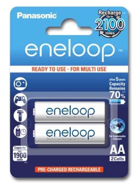 аккумуляторы (2 шт.) Panasonic 1900 mAh R6/AA Eneloop-2BL 
