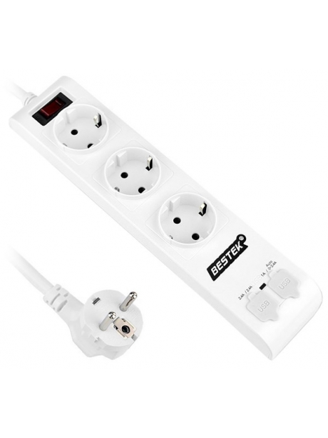 сетевой фильтр с USB портами Bestek EU power strip MRJ3600HU white