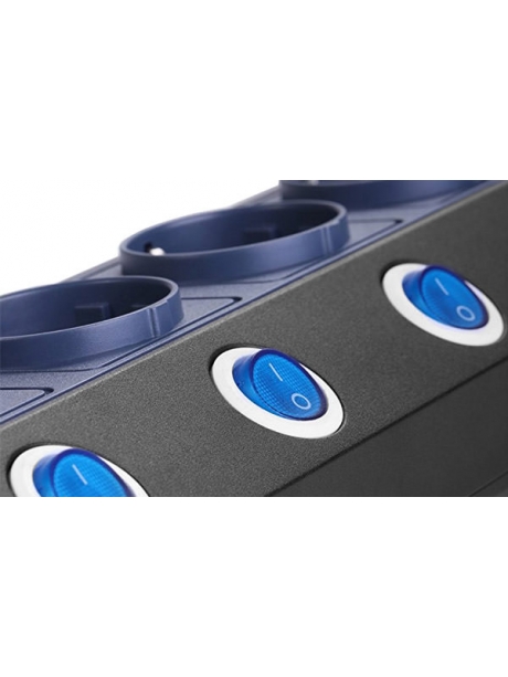 сетевой фильтр на 6 розеток Bestek EU power strip  MRJ6404 black blue
