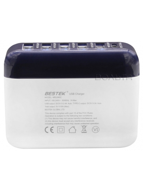зарядное устройство USB 6 портов Bestek Multi-port USB charger MRU060C white