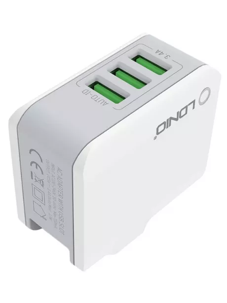 универсальное зарядное устройство LDNIO A3303 3USB *3,4A white