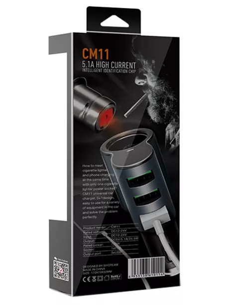 автомобильное зарядное устройство LDNIO АЗУ CM11 3USB*5,1A + micro USB cable black