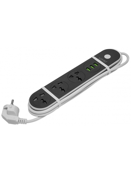 сетевой фильтр с USB портами LDNIO SC3301 3USB*3,1A + 3*220V 1,6м grey