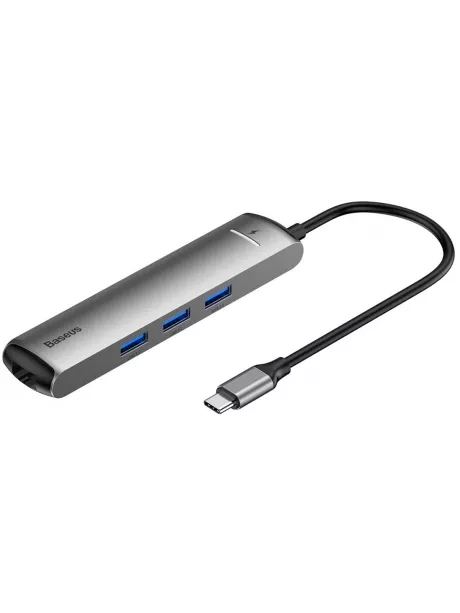 многопортовый адаптер для ноутбука Baseus Six-in-one smart HUB docstation grey