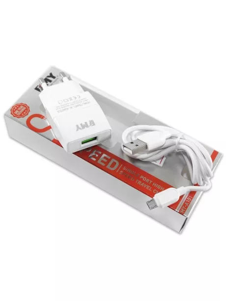 зарядное устройство EMY MY-A101 + кабель USB - micro USB white