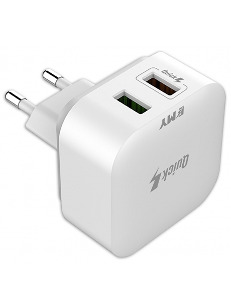 зарядное устройство для путешествий EMY MY-A502Q QC3.0 + кабель USB - micro USB white