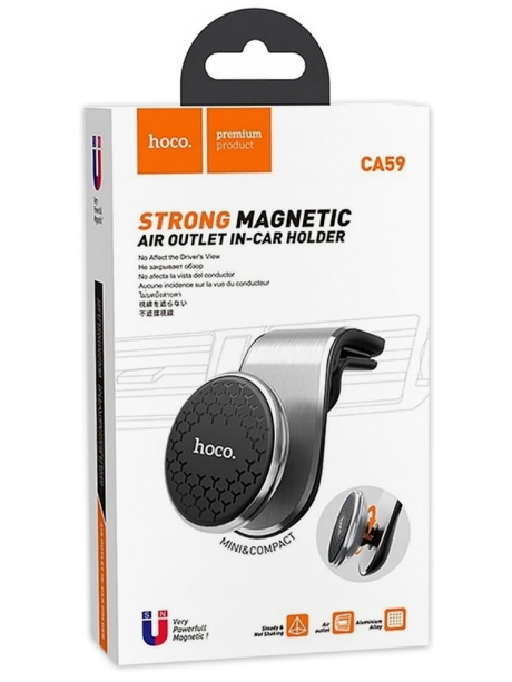 магнитный держатель на воздуховод Hoco CA59 Victory air outlet magnetic in-car holder silver