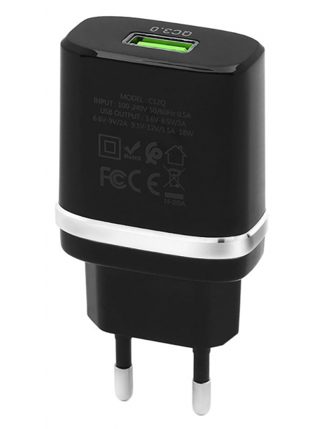 зарядное устройство Hoco C12Q Smart QC3.0 charger + Micro cable black