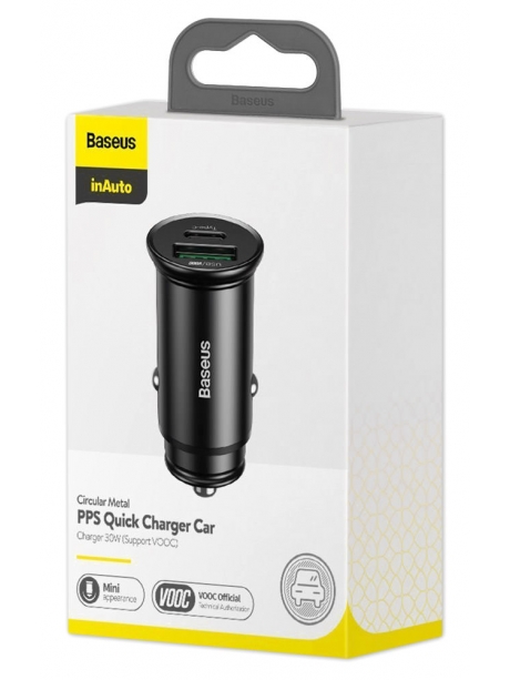 автомобильное зарядное устройство Baseus Circular Metal PPS Quick Charger Car Charger 30W(Support VOOC) black