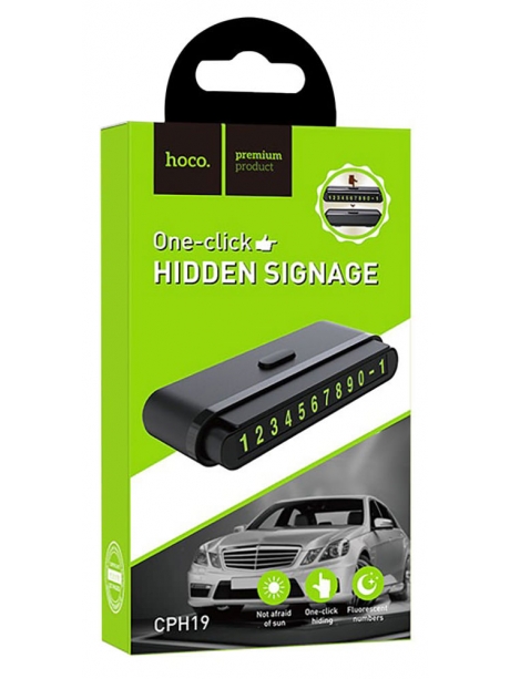 держатель для номера телефона в машину Hoco CPH19 One-click hidden signage black