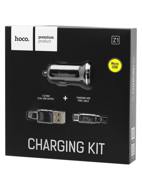 автомобильное зарядное устройство Hoco Z1 2USB 2.1A + micro cable black