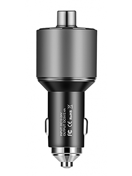 автомобильная зарядка с bluetooth FM трансмиттером Hoco E19 Smart vehicle mounted bluetooth FM launcher metal grey