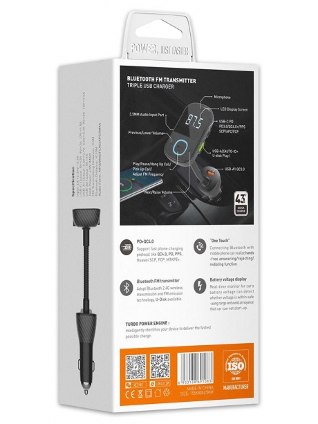 автомобильная зарядка c Bluetooth FM трансмиттером LDNIO C705Q black