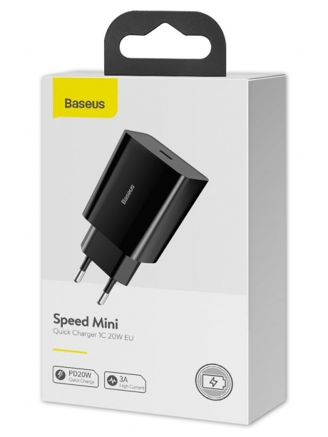 быстрая сетевая зарядка для iPhone Baseus Speed Mini Quick Charger 1C 20W black