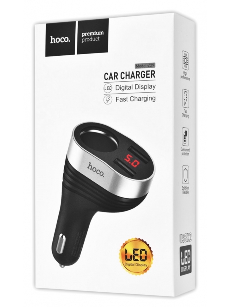 автомобильное зарядное устройство Hoco Z29 Regal digital display cigarette lighter car charger black