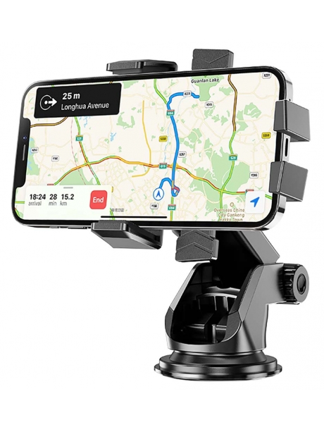 держатель на присоске с телескопической штангой Hoco CA83 David one-button center console car holder black