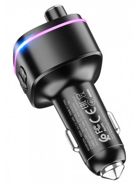 автомобильная зарядка с bluetooth FM трансмиттером Hoco E62 Fast PD20W+QC3.0 car BT FM transmitter black