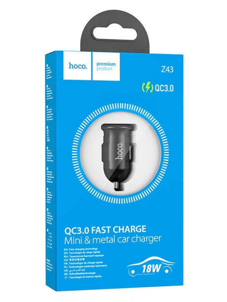 автомобильное зарядное устройство Hoco Z43 Mighty single port QC3.0 car charger black