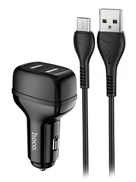 автомобильное зарядное устройство Hoco Z36 Leader 2USB 2.4A + micro cable black
