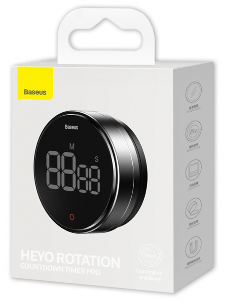 электронный бытовой таймер Baseus Heyo rotation countdown timer Pro dark grey