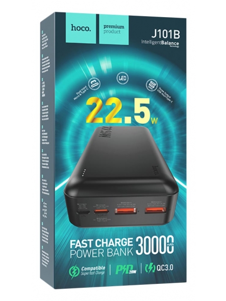 внешний аккумулятор с быстрой зарядкой Hoco J101B Astute 22.5W fully compatible power bank(30000mAh) black