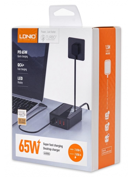 настольное зарядное устройство LDNIO A4808Q LED Display 65W Desktop Charger black