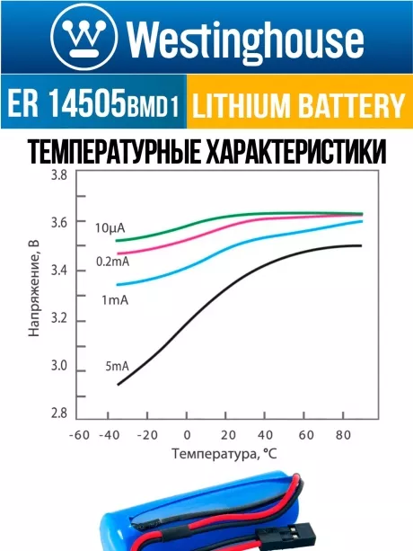 батарейки 3.6 В с коннектором Dupont 2,54 (BLS-2) Westinghouse ER 14505BMD1 (AA) connector 3шт. 