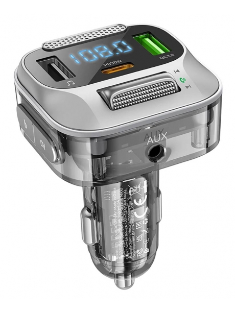 FM трансмитер с bluetooth Hoco E75 Bravery PD30W+QC3.0 car BT FM transmitter jazz black
