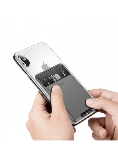 чехол для банковской карты на телефон Baseus Back stick silicone card bag dark grey