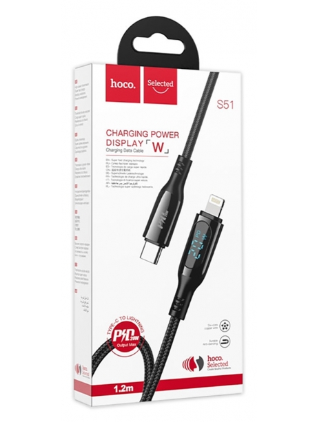 кабель для быстрой зарядки iPhone Hoco S51 Extreme PD charging data cable for iP black