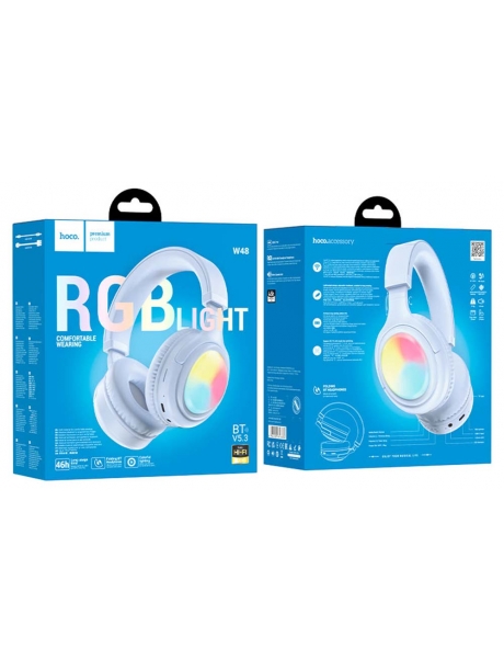 беспроводные наушники c RGB подсветкой Hoco W48 Focus BT headphones blue