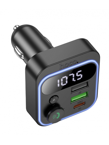 зарядка для телефона в машину с FM трансмиттером Hoco E85 Tiger PD20W+QC3.0 car BT FM transmitter black