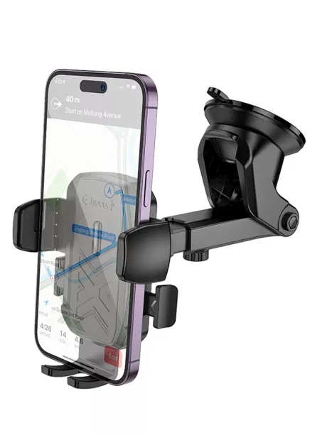 держатель для телефона на торпеду Hoco H65 Gamble one-button car holder (center console) black