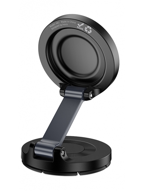 магнитный держатель MagSafe Hoco H61 Show folding ring magnetic car holder (dashboard) black/metal gray