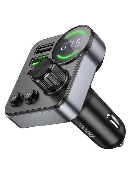 зарядка для телефона в машину с FM трансмиттером Hoco E86 Alegria 48W dual port PD30W+QC3.0 car BT FM transmitter black