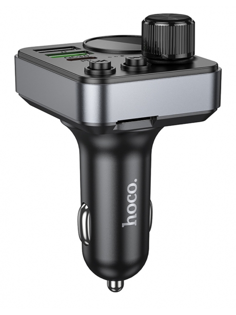 зарядка для телефона в машину с FM трансмиттером Hoco E86 Alegria 48W dual port PD30W+QC3.0 car BT FM transmitter black