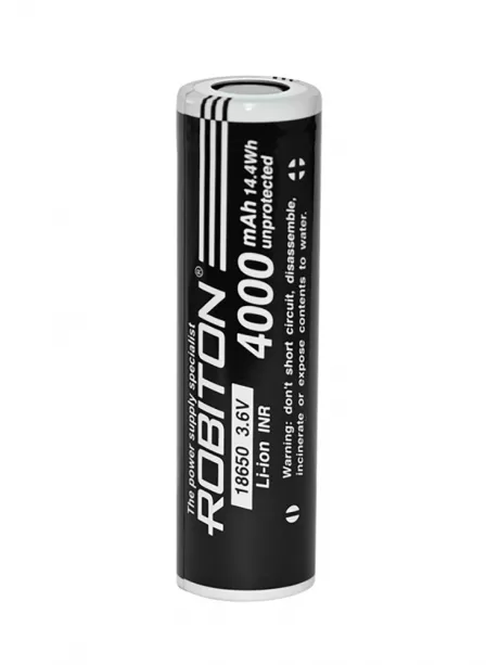 аккумулятор литиевый INR Robiton 18650 Li-Ion 4000mAh без защиты с плоским контактом 